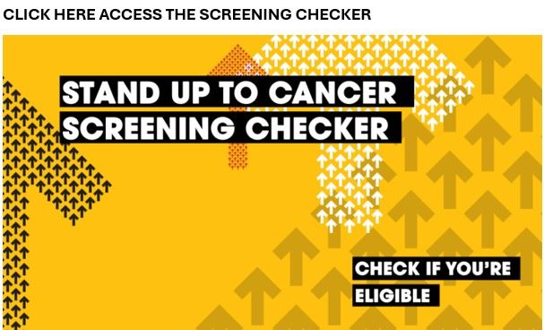 Stand up to cancer screening checker